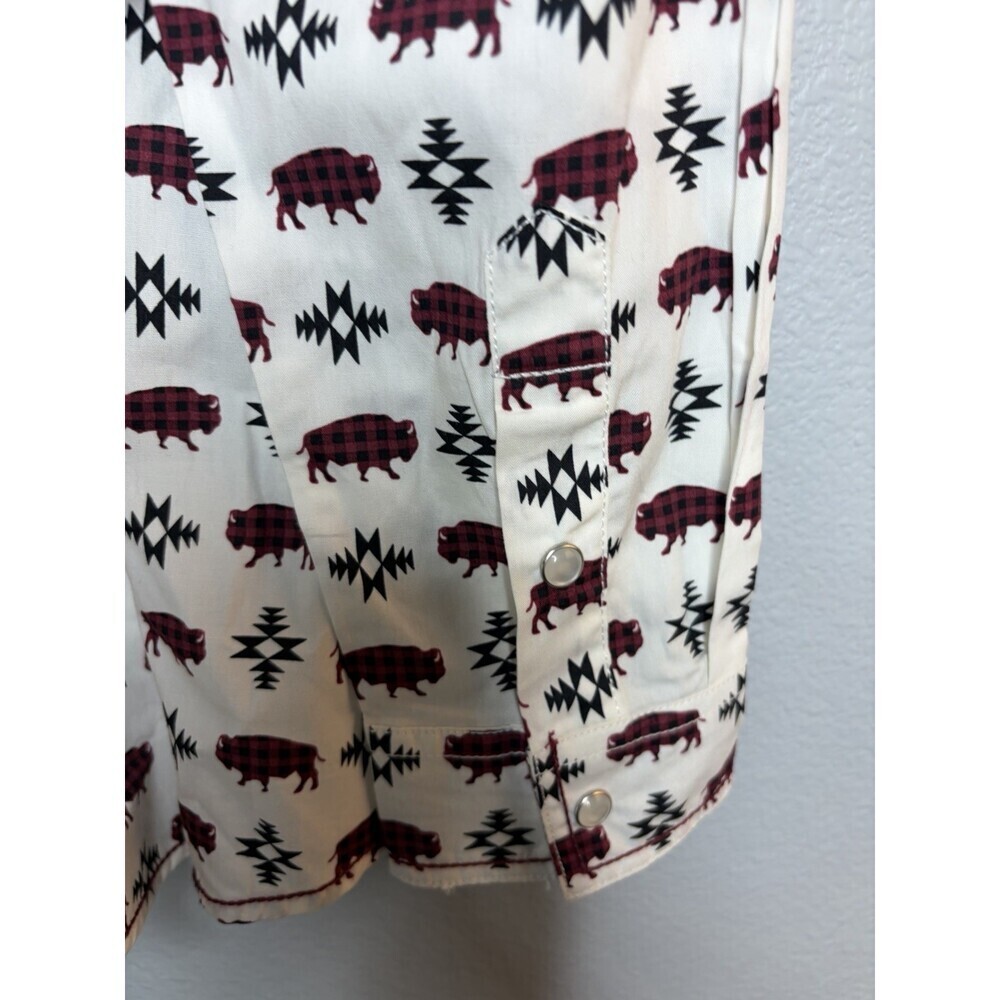 Mens Rough Stock Panhandle Slim Pearl Snap Shirt Long Sleeve Plaid SZ L - Picture 5 of 7